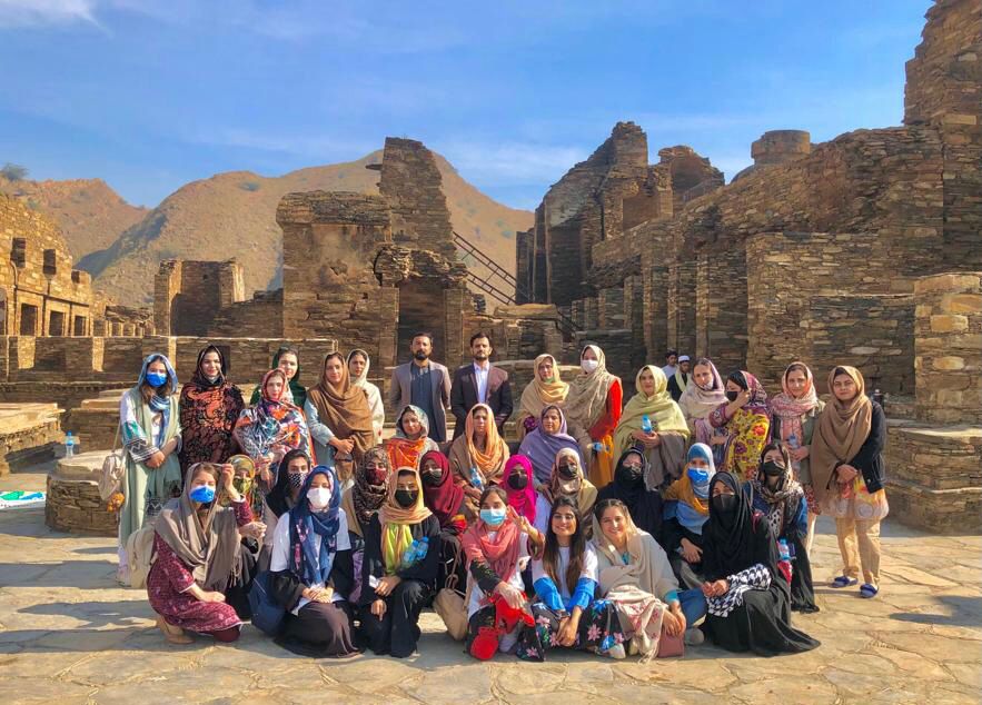 GYM Club,Women University Mardan organized a cleaning and planting campaign at the archaeological site of Takhtbhai under the Prime Minister’s Youth Programme. 